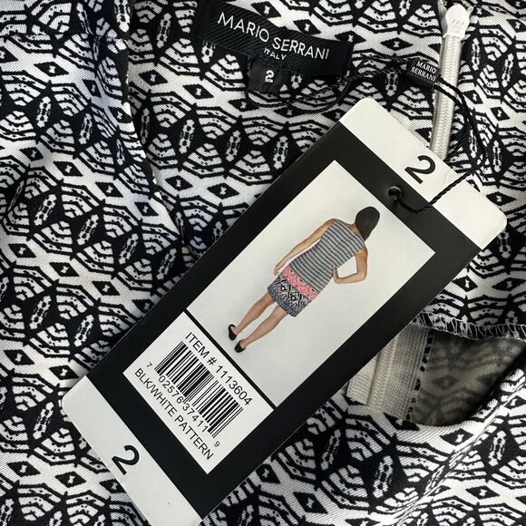 MARIO SERRANI Italy Geometric Multicolor Zip Sleeveless Sheath Dress Size 2 - Picture 3 of 5